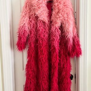 NWT - Dolls Kill ASTRO ARCTIC FAUX FUR COAT - PINK OMBRE